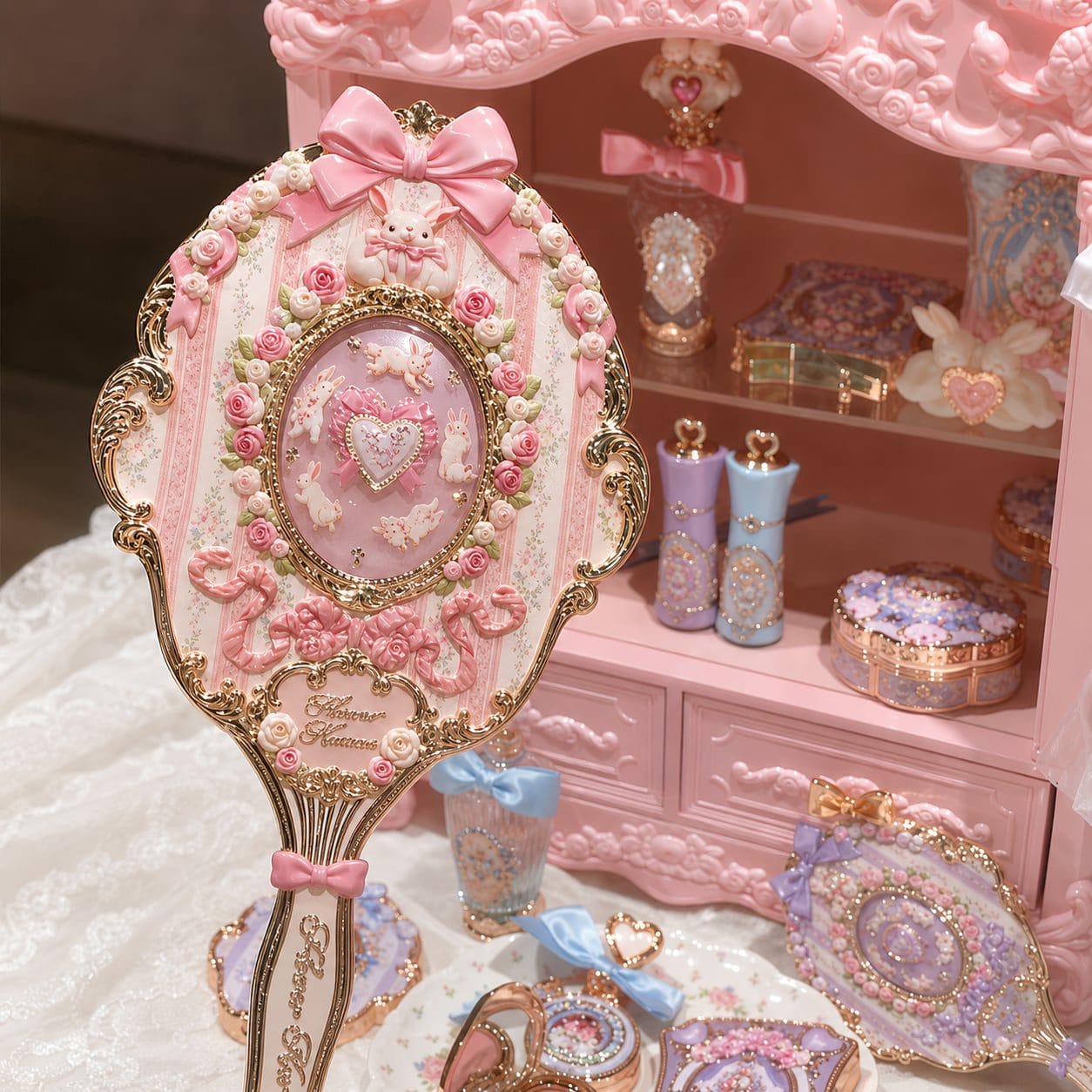 Gương cầm tay bộ sưu tập Thỏ Bunny Garden Flower Knows - Ảnh 6